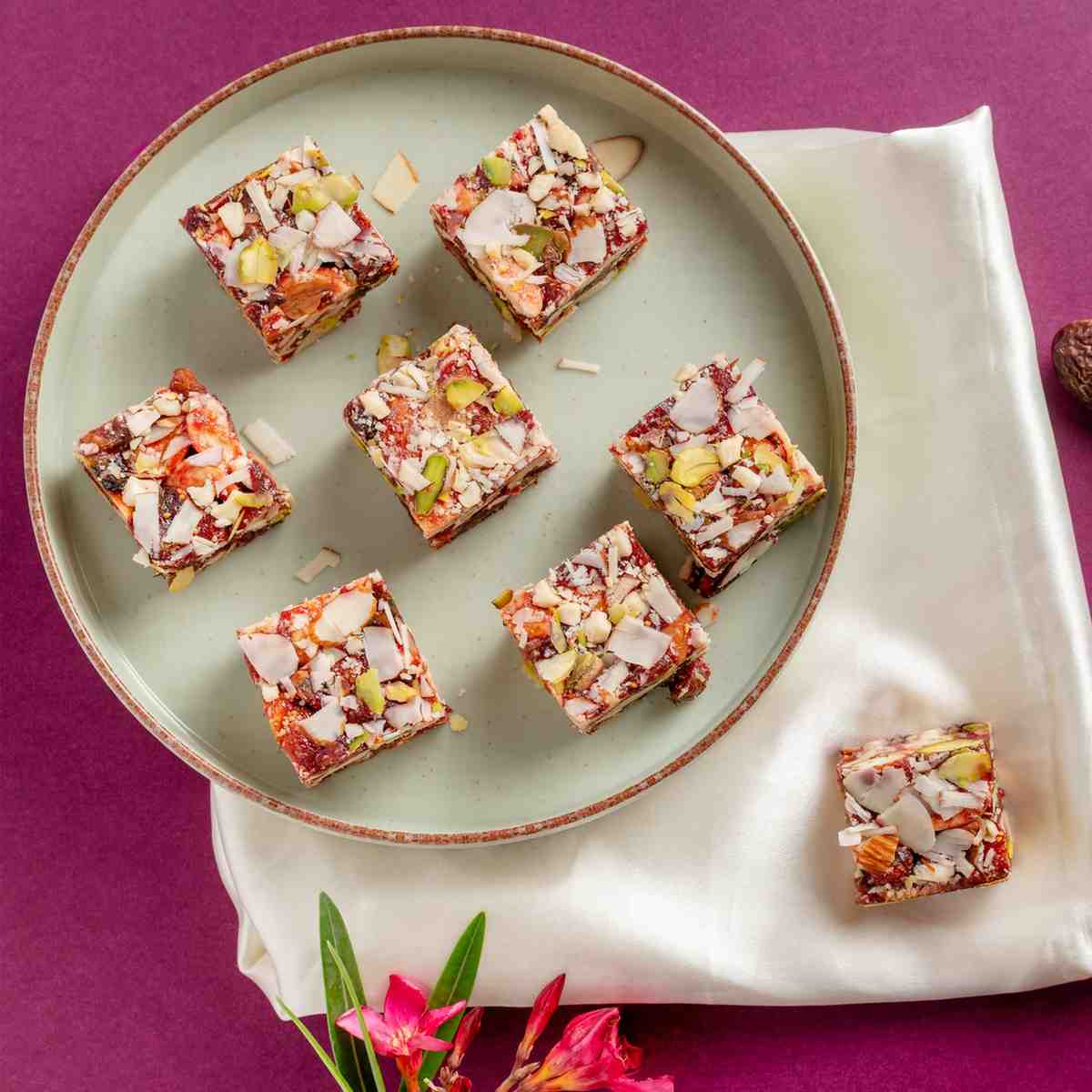 Buy fresh Dry Fruit Barfi online from World of Mysore Pak — a delicious blend of dry fruits with ghee.