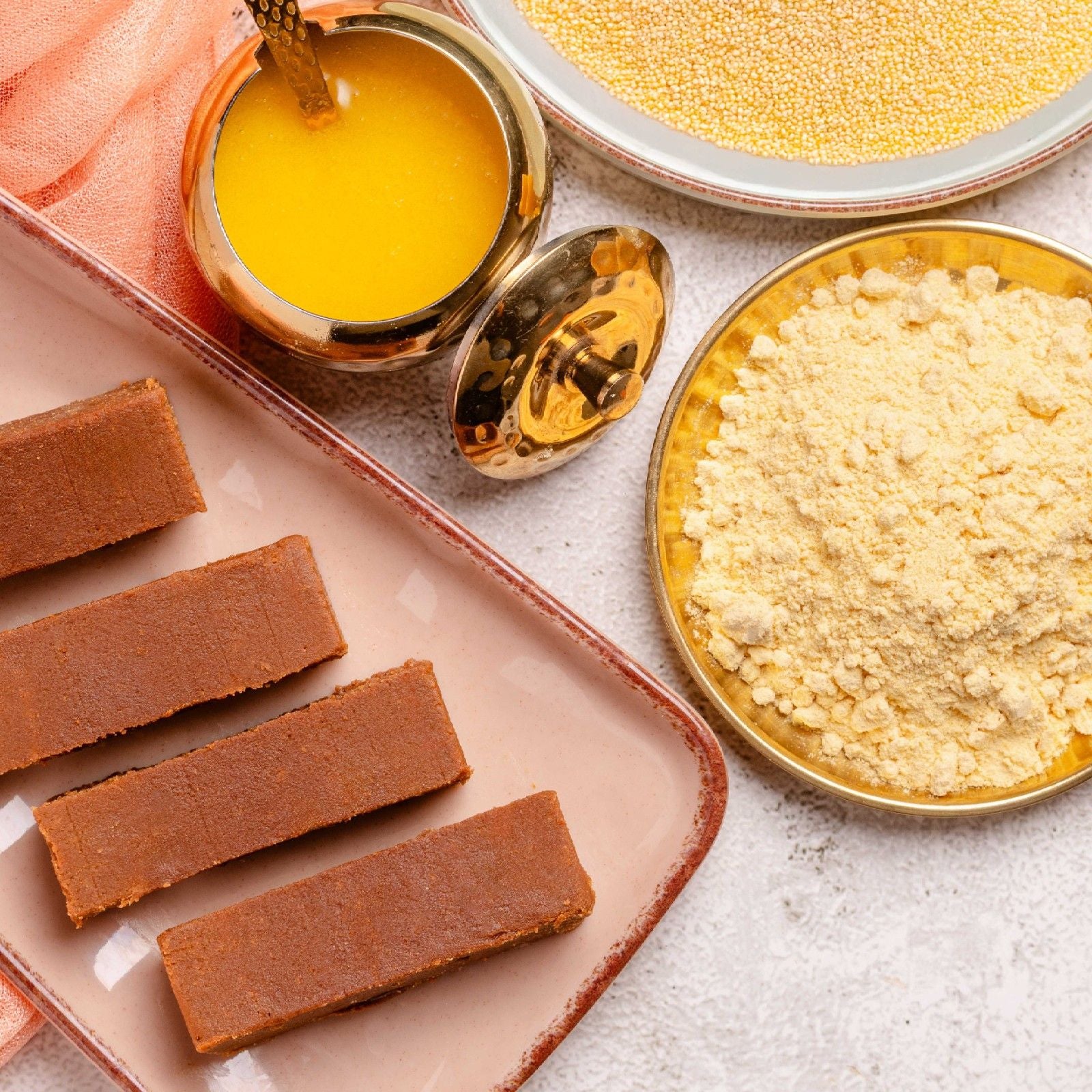Buy organic Jaggery Millet Mysore Pak online from World of Mysore Pak — ghee-based sweet with wholesome flavor.